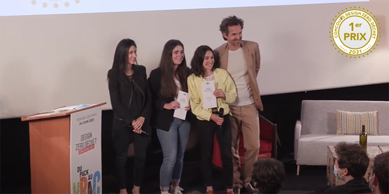 Carla Boutin et Loeiza Curis avec Célia Renesson, co-fondatrice du Réseau Vrac et Mathieu Lehanneur, designer